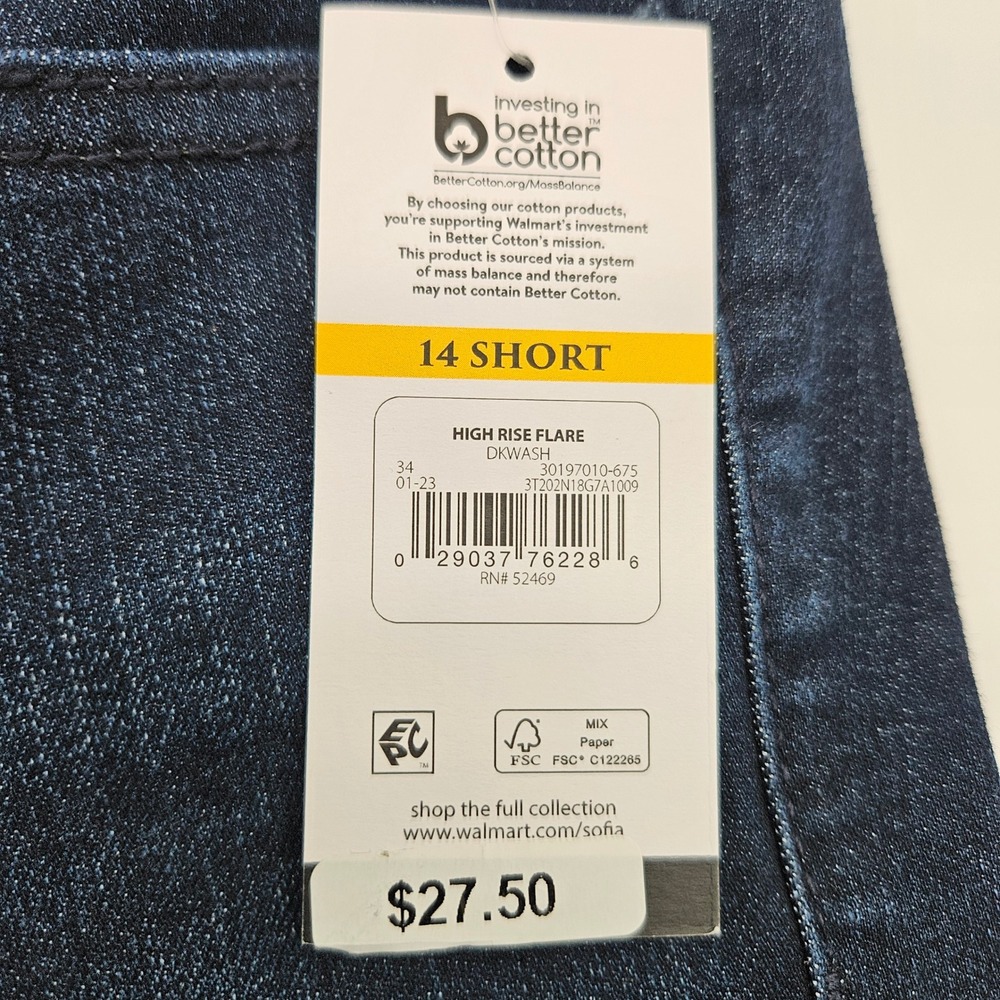 Sofia Jeans Sofia Vergara Melisa High Rise Flare Dark Wash Denim 14 Short NEW - Picture 4 of 11